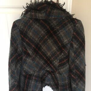 Aryn K shawl Cape jacket with fringe  - Size Small